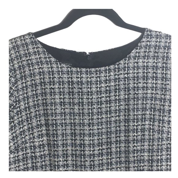 Talbot Black White Tweed Fringe Hem A Line Dress - Picture 3 of 13